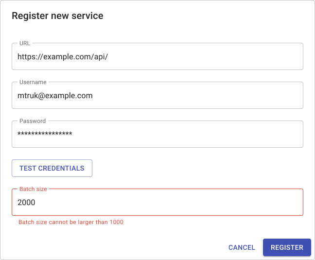 Example form with an invalid value supplied for a text input