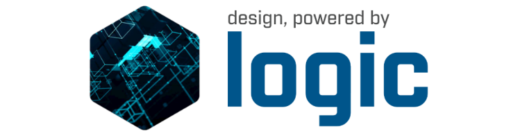 Images of the logic logo on an abstract background